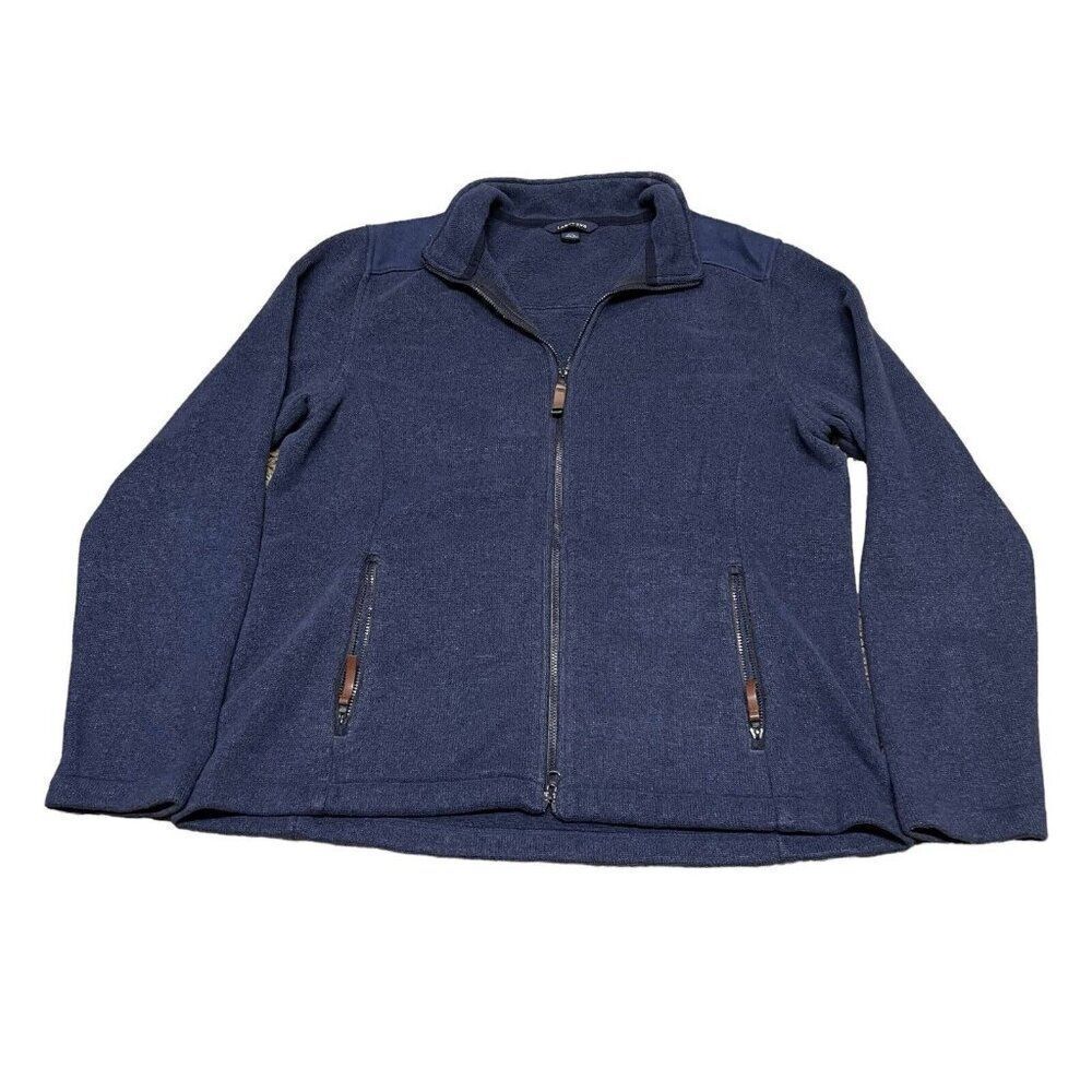 Lands' End Women's L Blue Heather Fleece Full Zip Jacket Sweater Lightweight